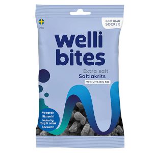 Wellibites Saltlakrits Sockerfri Vegan 70 G
