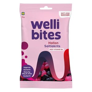 Wellibites Hallon/saltlakrits Sockerfri Vegan 