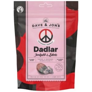 Dave & Jon's Dadlar Peacemärke Jordgubb Lakrits 125g