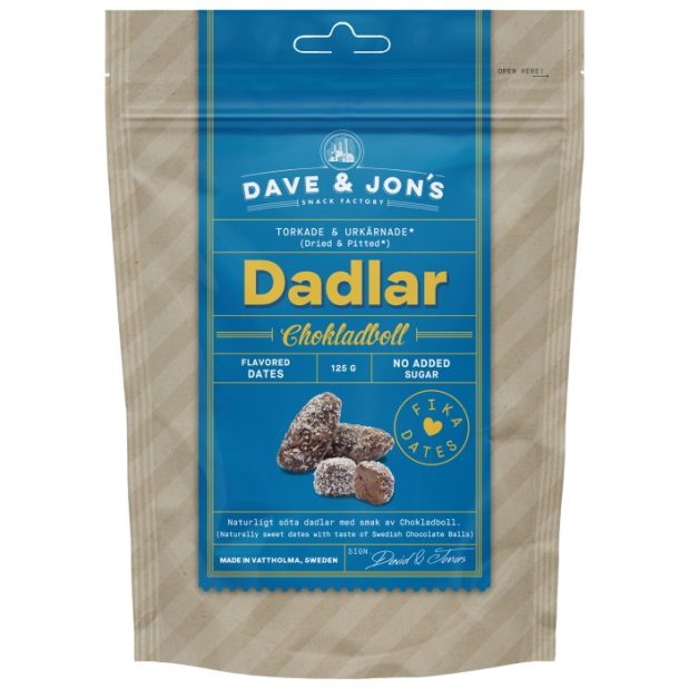 Dave & Jon's Dadlar Chokladboll 125g